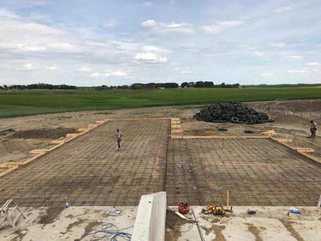Agricultural concrete services - building a foundation for a barn.